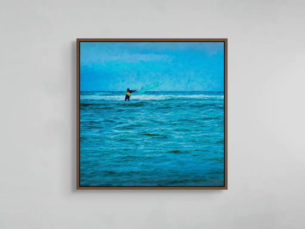 El pescador y su red | Canvas–30" x 30".